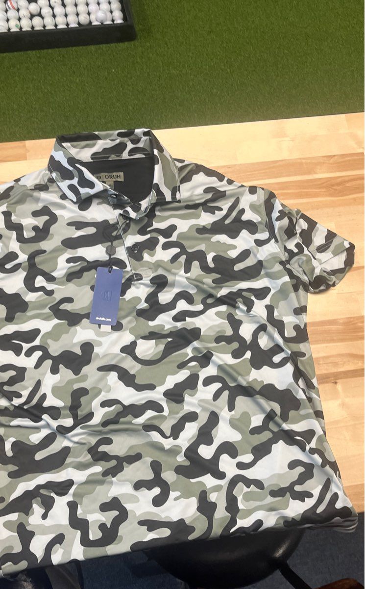 Druh Athletic Fit Camo Golf Polo Shirt NWT Sz M