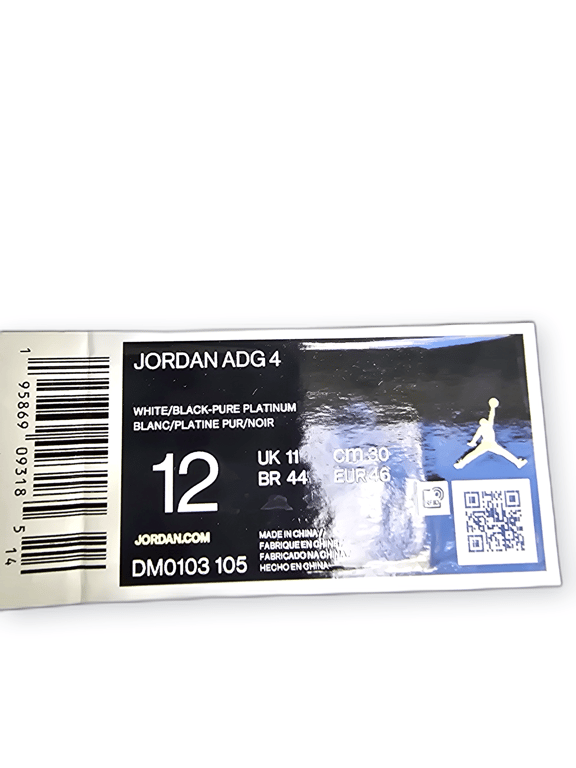 Jordan ADG 4 Golf Shoes Size 12 White/Black Pure Platinum image 7