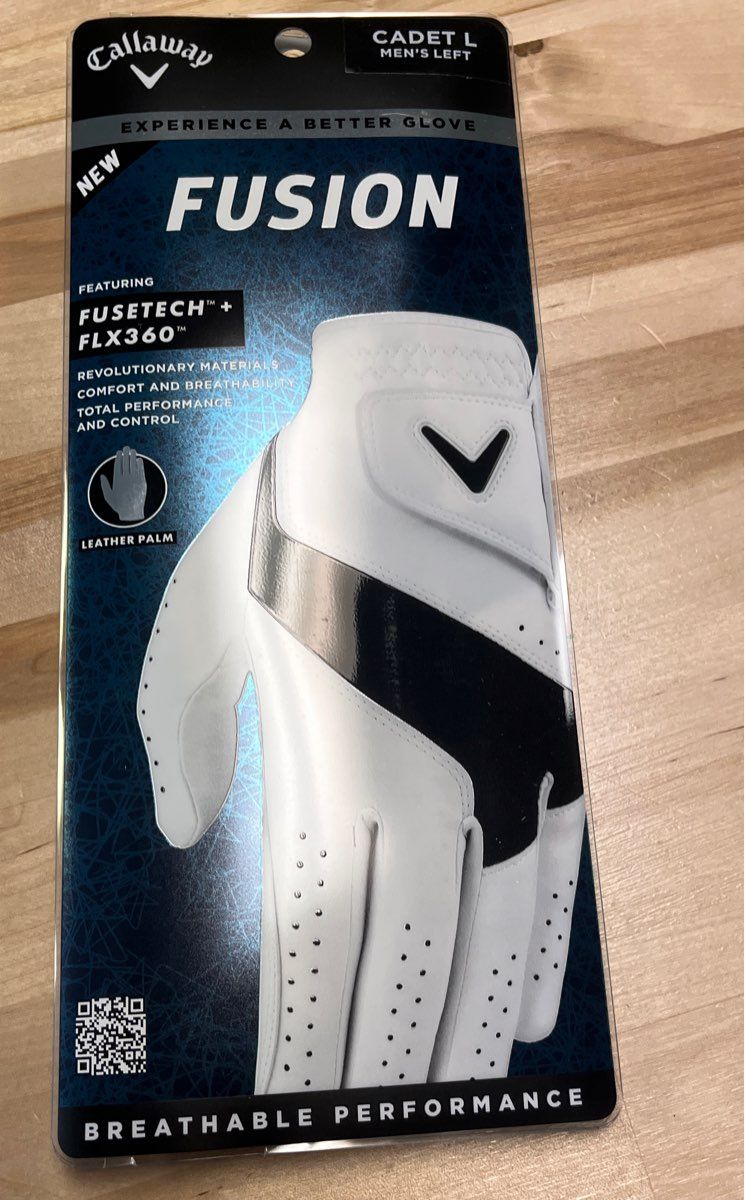 Callaway Fusion White Golf Glove Men's Cadet L Left Hand Leather Palm New