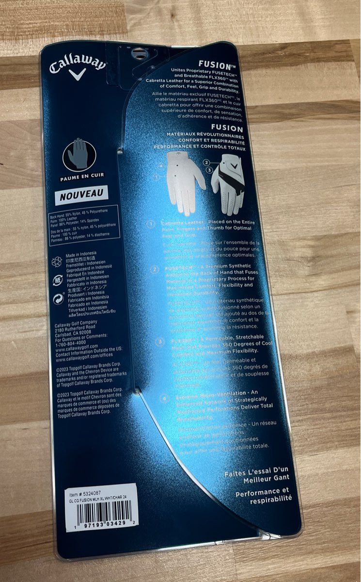 Callaway Fusion FUSETECH+ FLX360 Golf Glove Men's XL Left Hand New